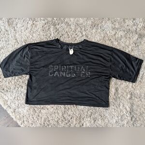 Spiritual Gangster Crop Top – Size Medium – Black on Black Graphic